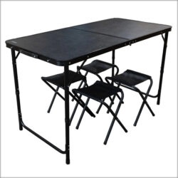 Mesa valija Spinit negra con 4 bancos 1,20 x 60 x 70